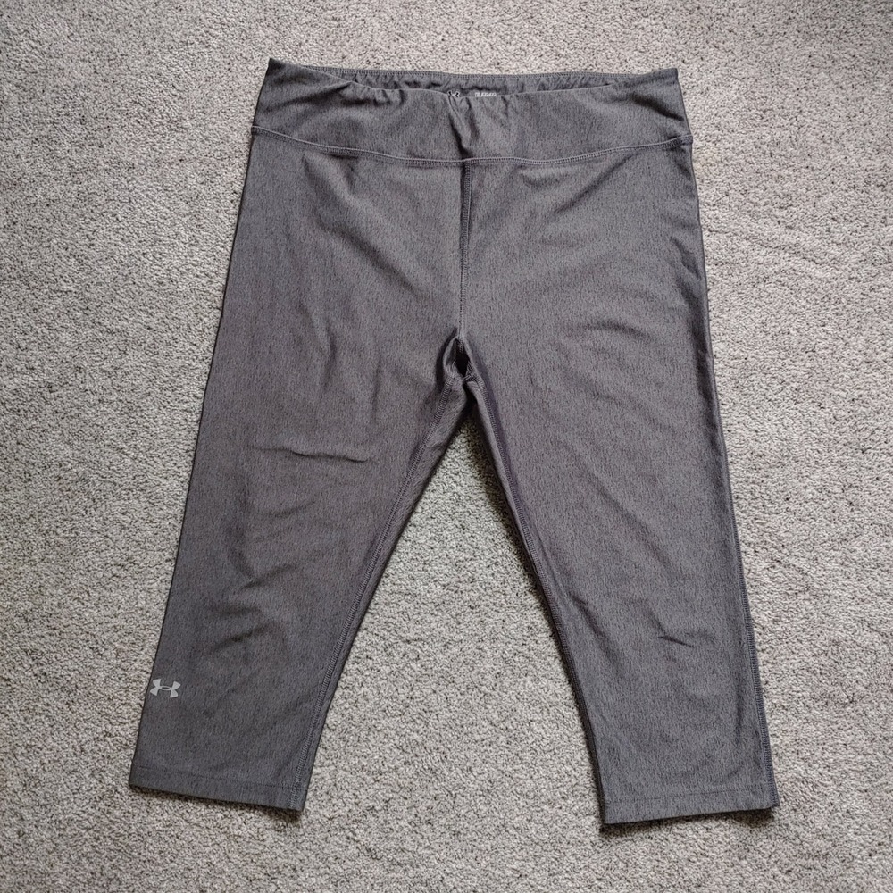 Under Armour HeatGear Compression Capri Leggings Gray Heather Womens XL